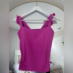 Lilly Pulitzer Fuchsia Ruffle Strap Top. Luxletic
